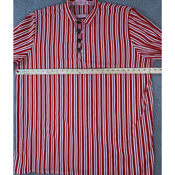 Unisex Red White Candy Cane Top Long Sleeve Button Cuff Handmade Long Sleeve - Picture 7 of 12